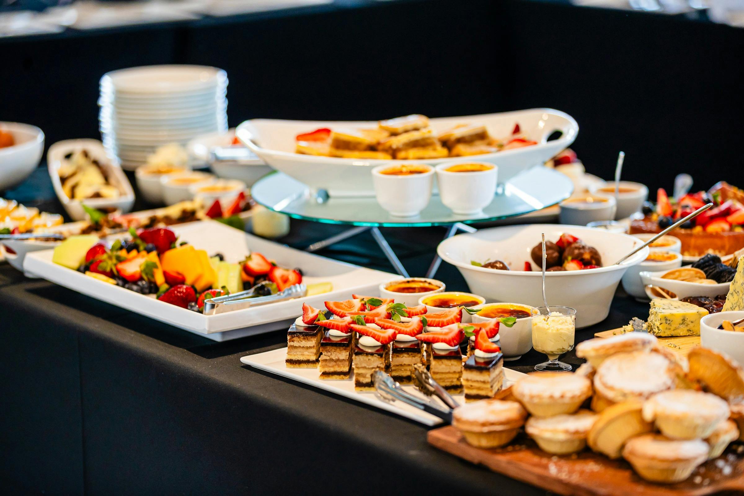 A buffet of different desserts