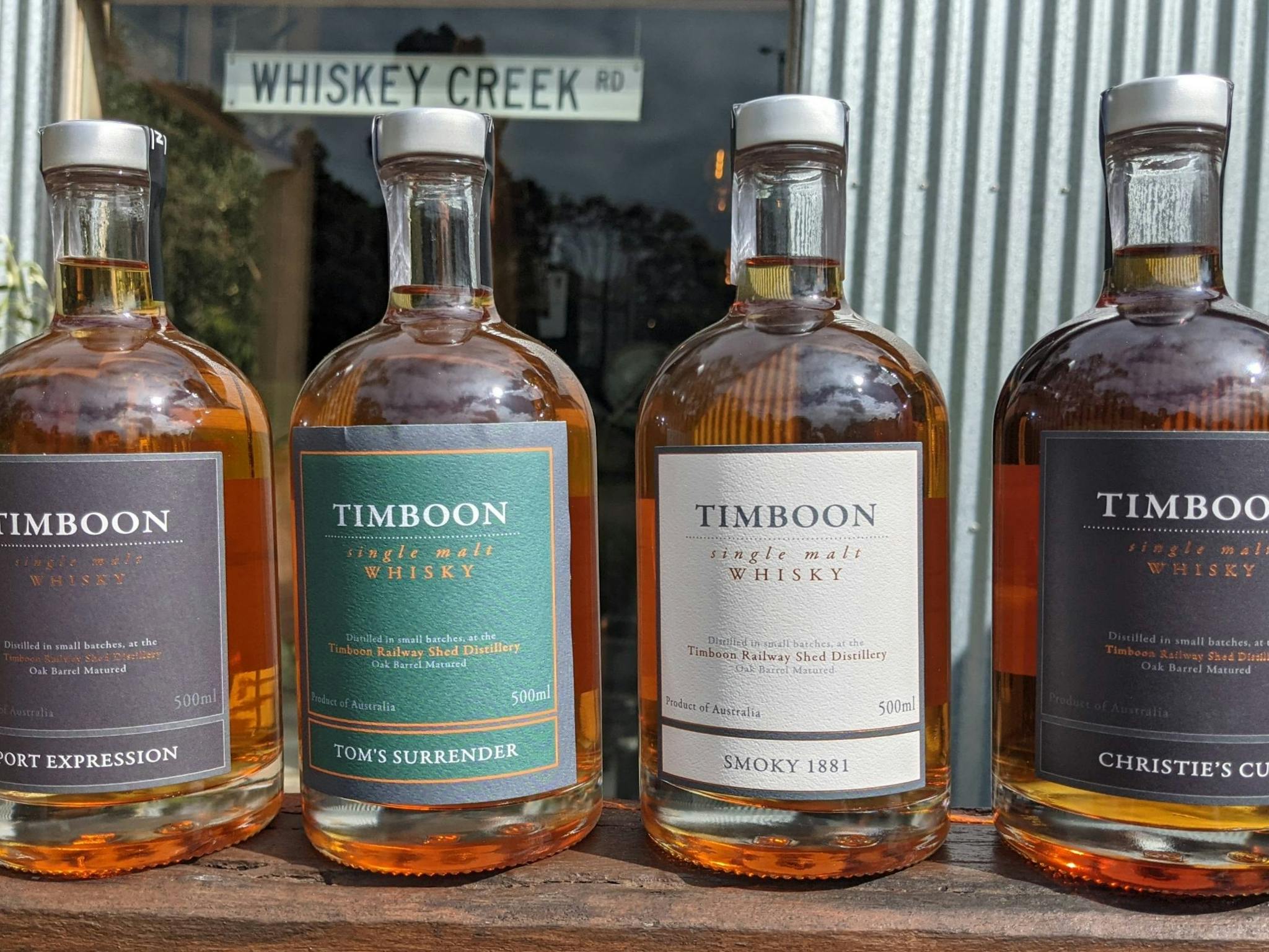 Whisky Bottles: 'Port Expression', 'Tom's Surrender', 'Smoky 1881' and 'Christie's Cut'