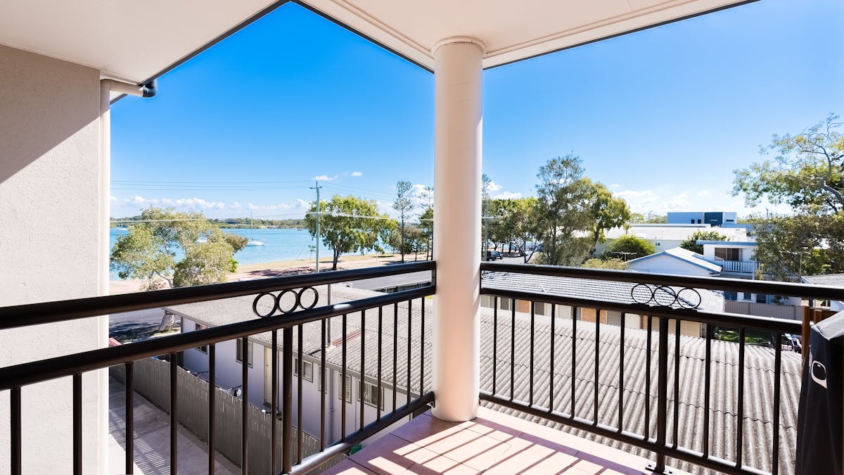 Balcony with water views