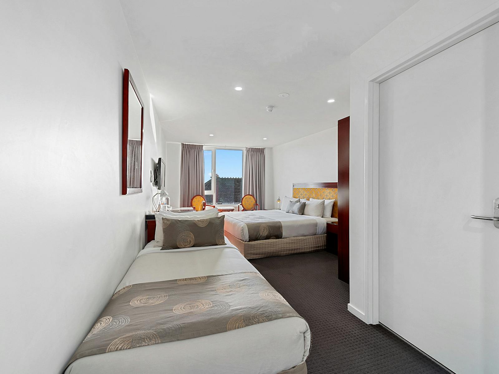 Twin Room is the only room accommodating three people - one king size bed and one single bed.