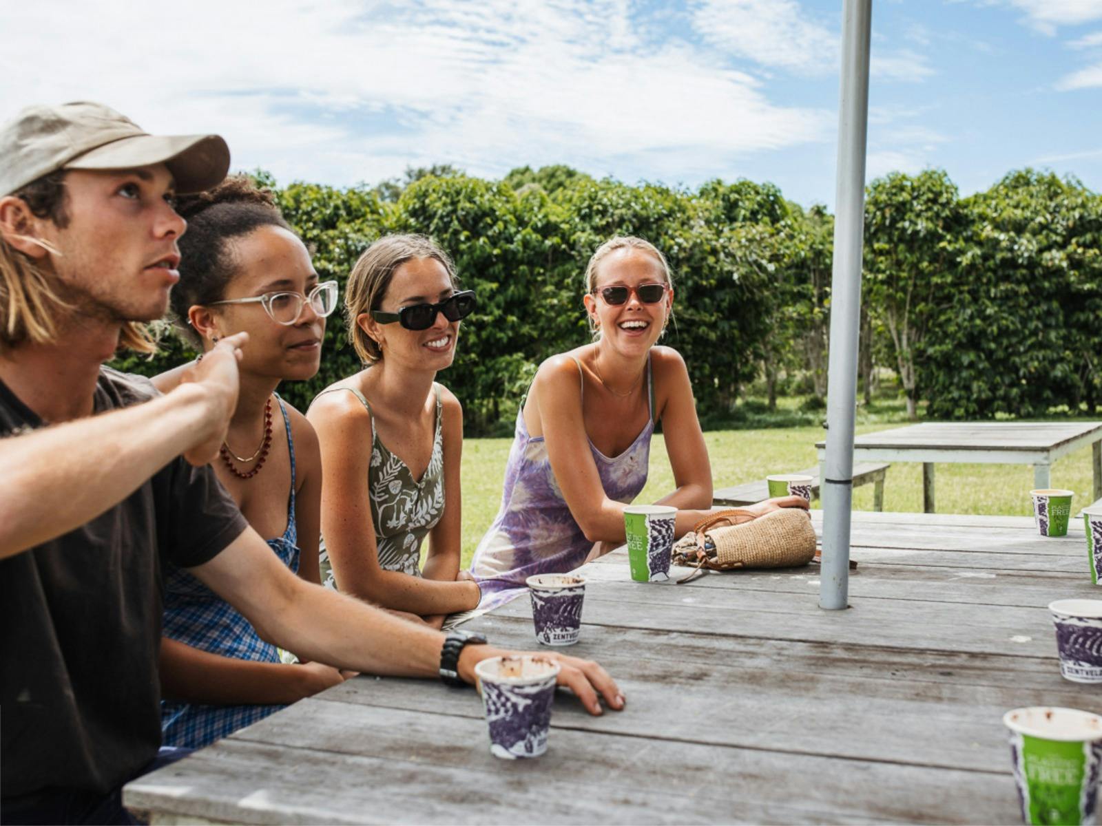 people enjoying farm coffee