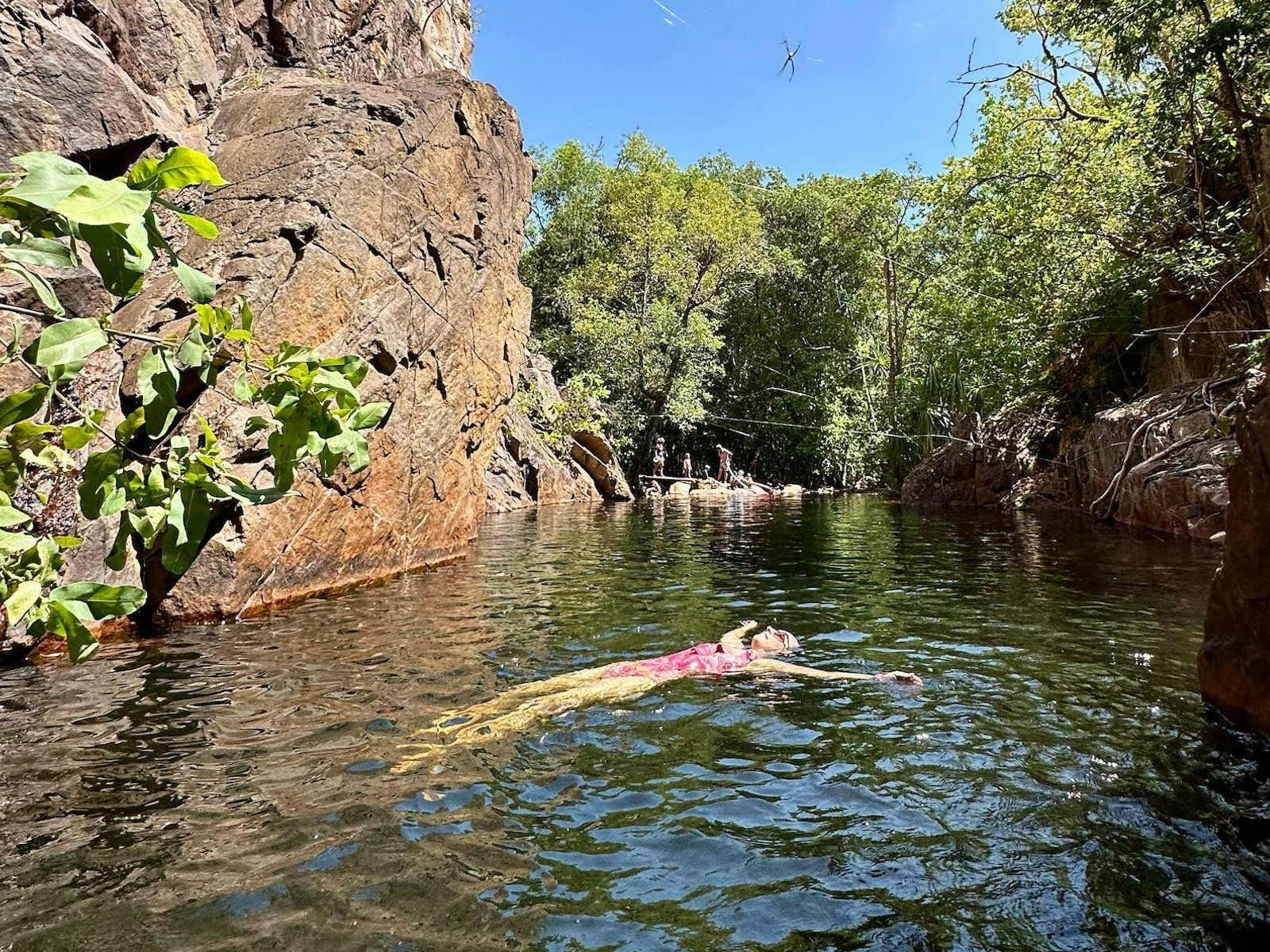 Refreshing dip at Florence Falls