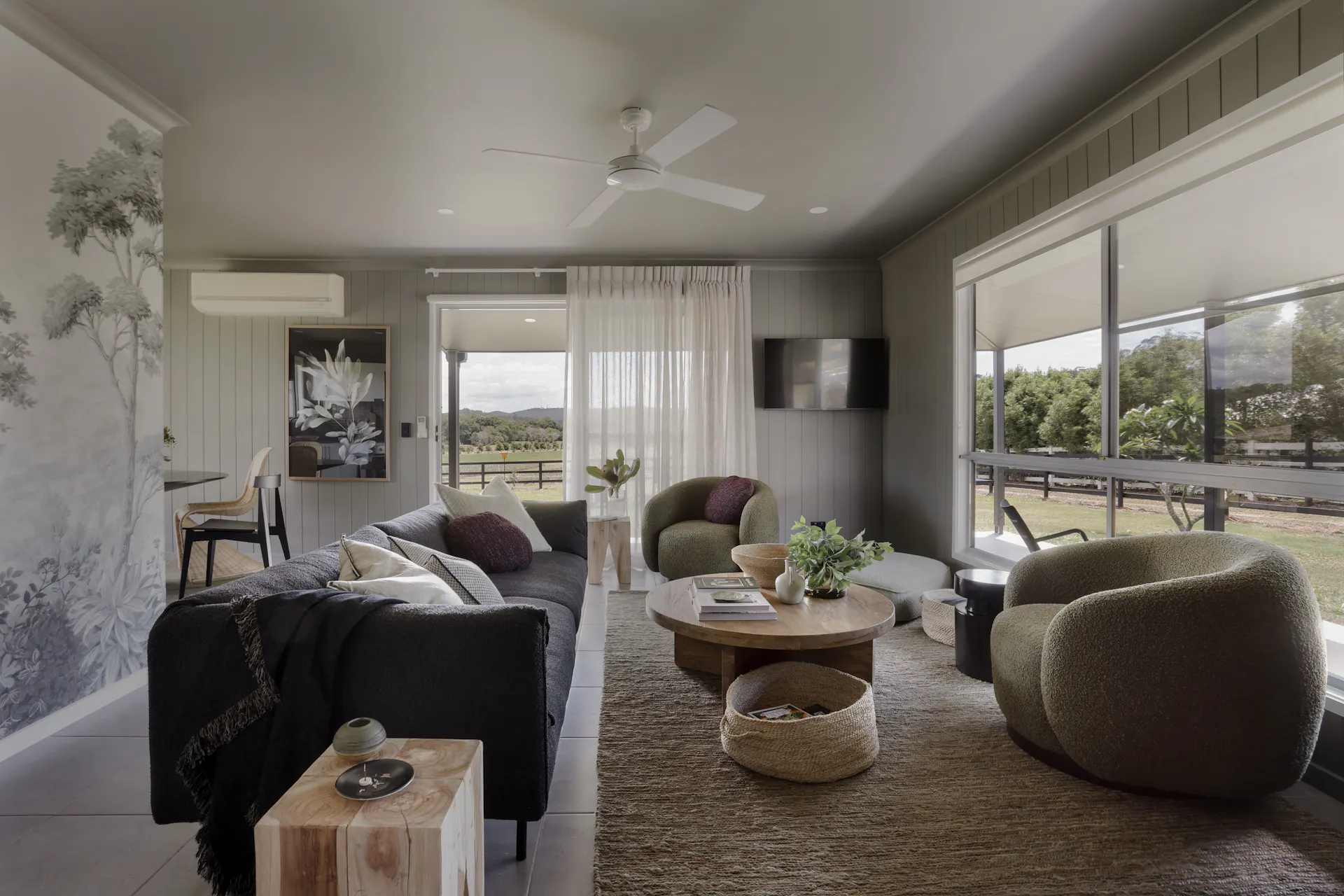 View looking through living room in The Acreage cottage