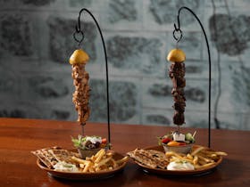 Josper wood-fired Chicken and Lamb Skewers.