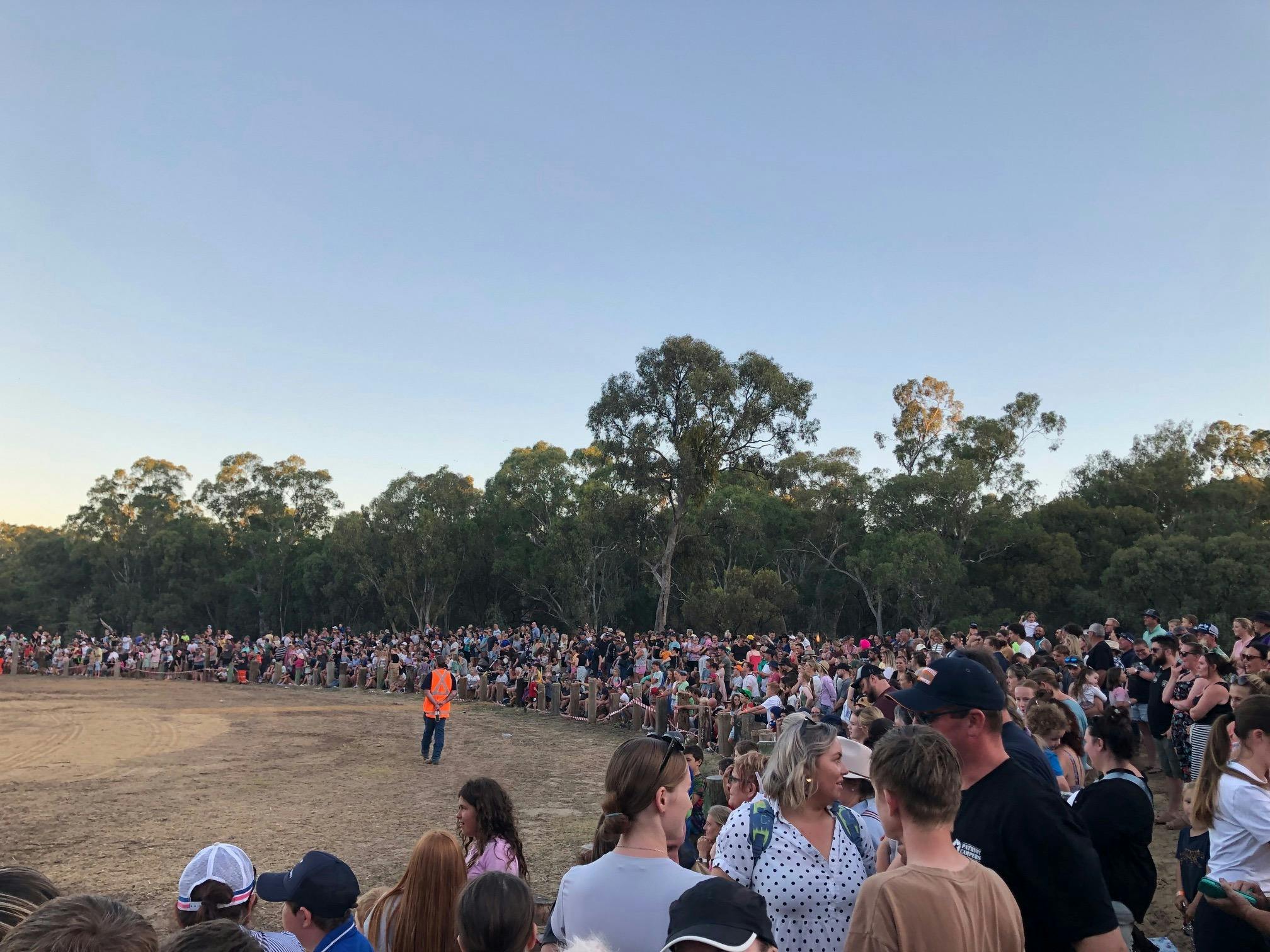 Crowd gathering for the Deniliquin Demolition Derby at the Deniliquin Show