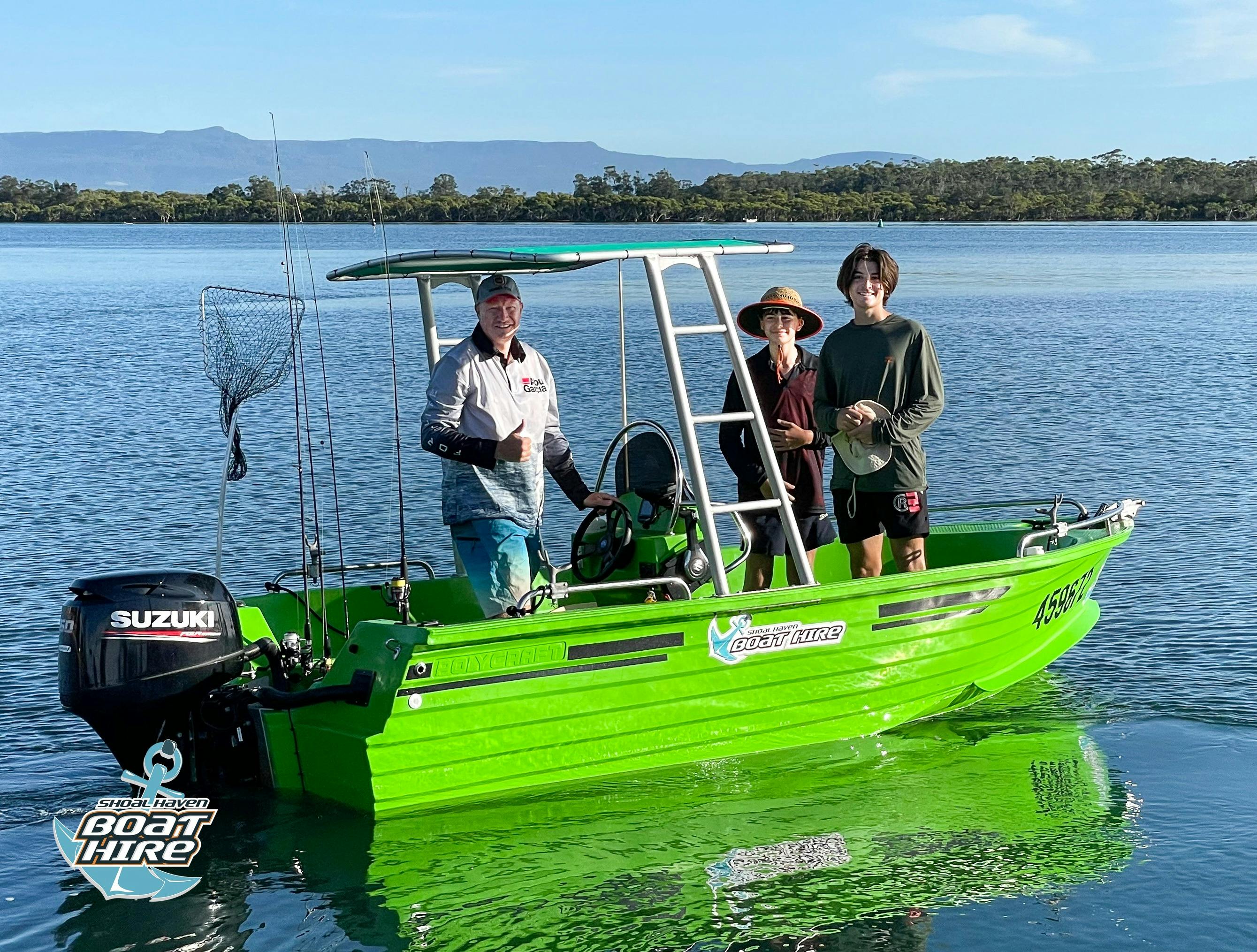 Family on fishing trip 60hp Polycraft