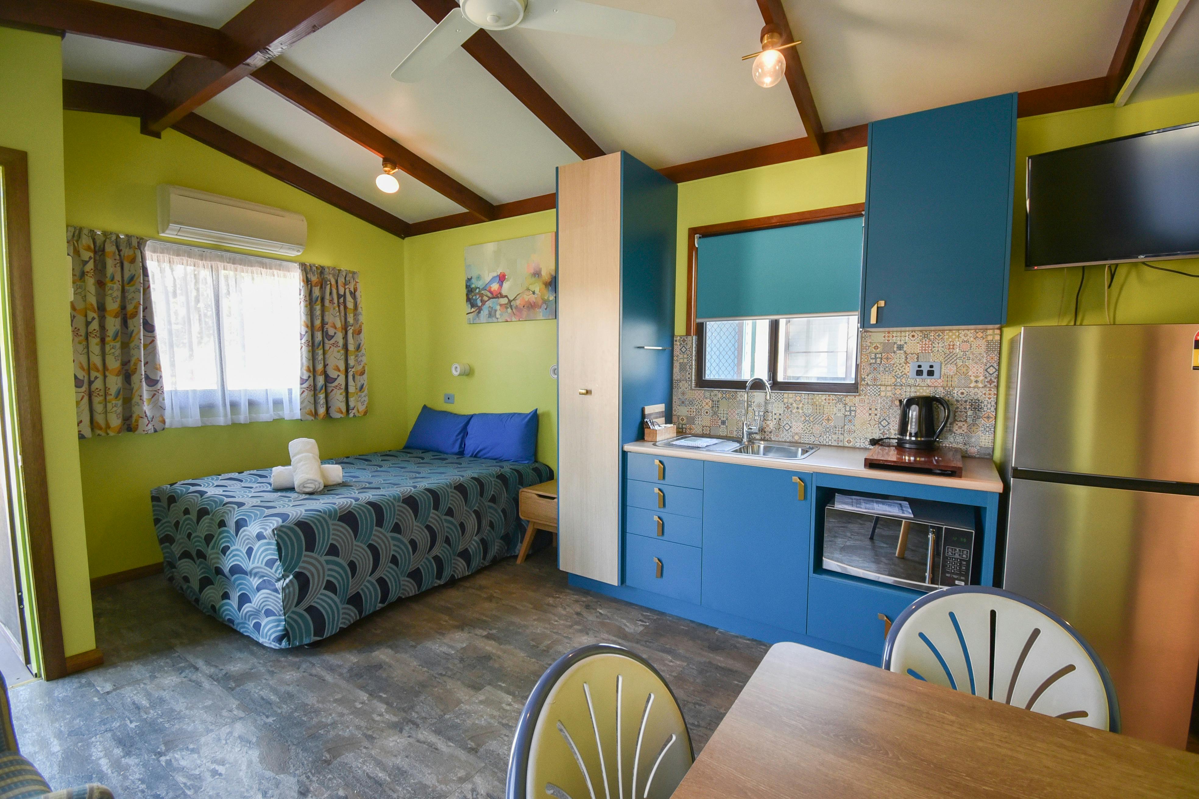 Austin Tourist Park's Cabins are bright, comfy and with plenty of options to suit all