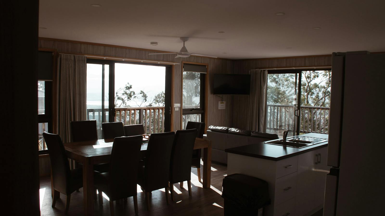 Comfortable living and dining area at 1 Seaviews Possum