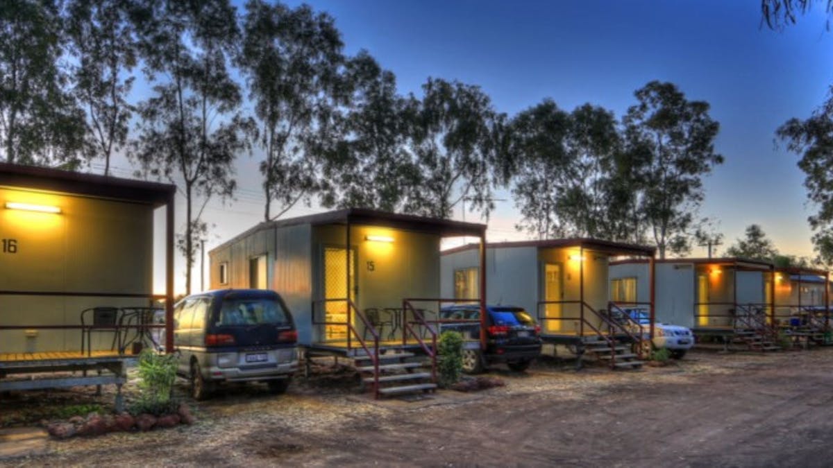 Self-contained cabins 11 to 16 all have a double and single bed.  Cooking facilities, large fridge.