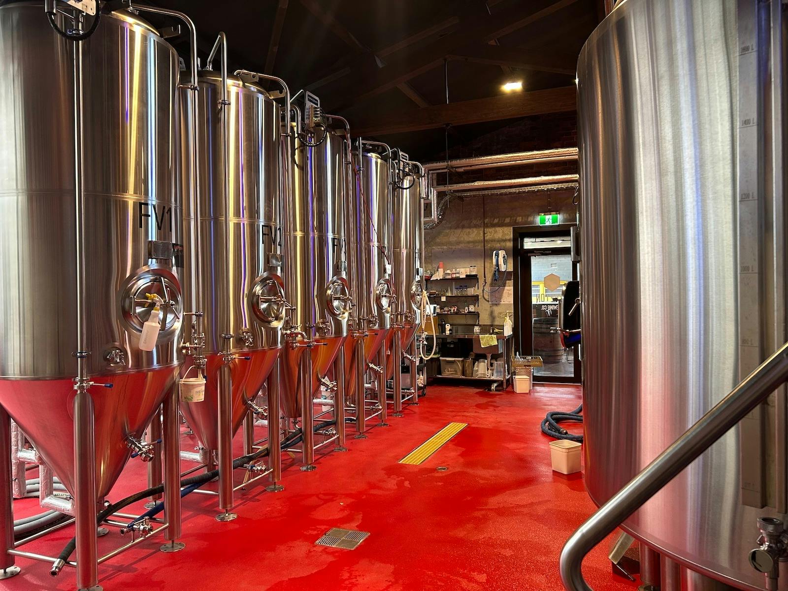 Large brewing tanks are a feature at the Grafton Brewing Co.