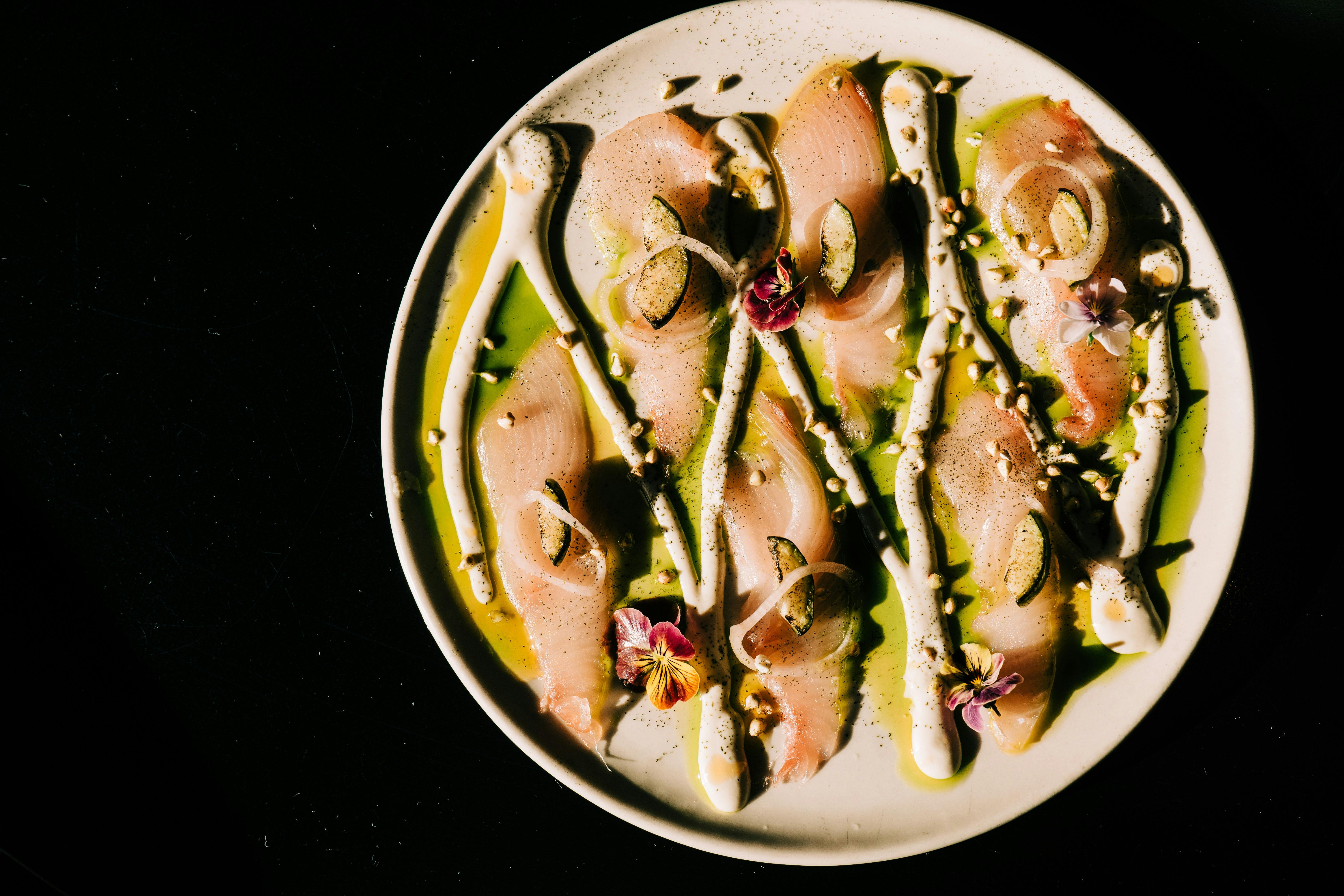 King fish in Garum, roman Italian dinner in Perth