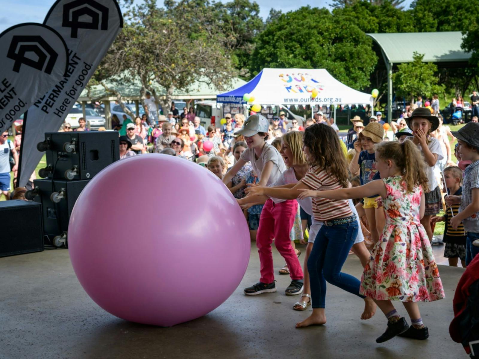 Kids playing on stage