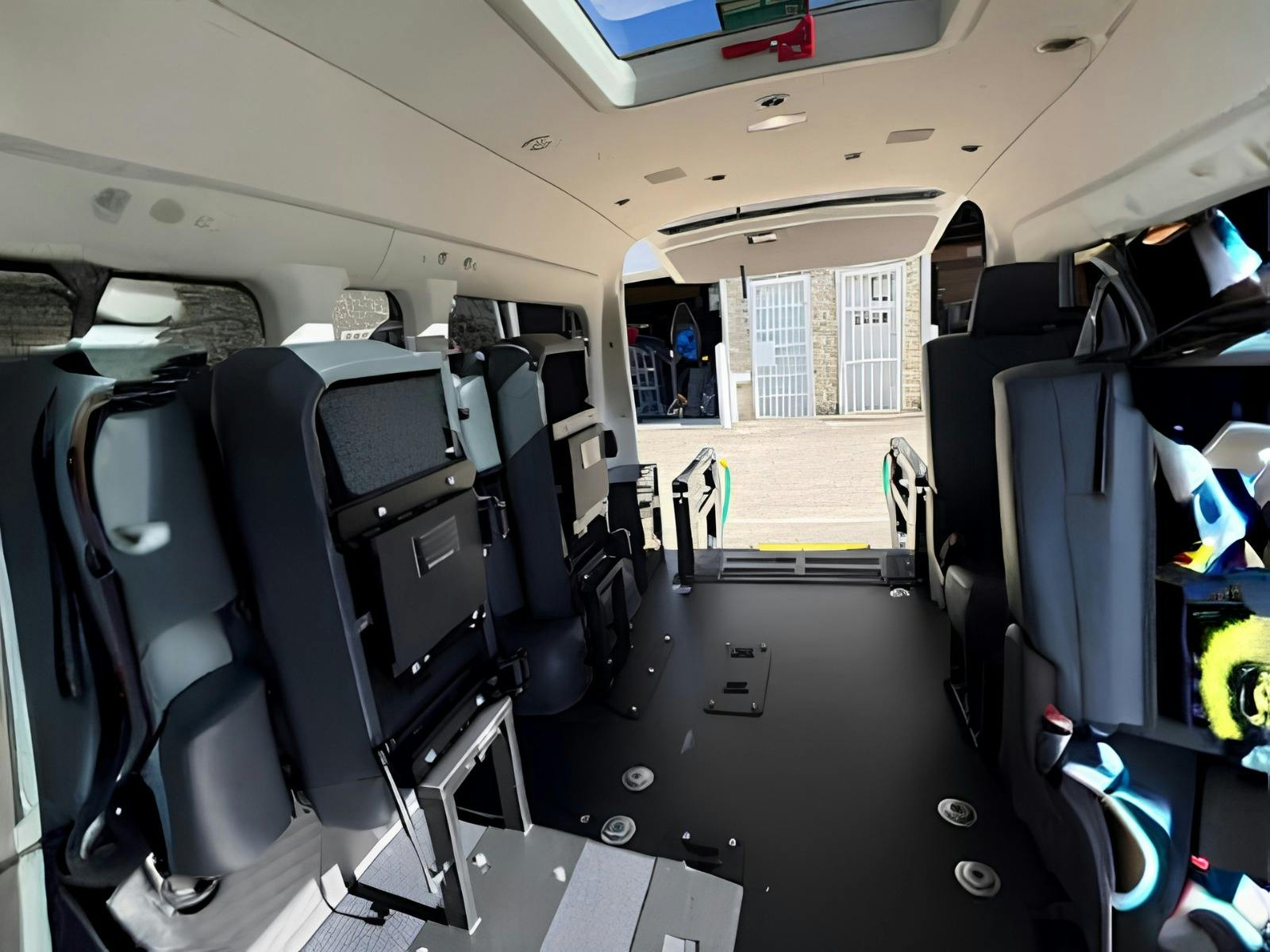 Interior of Fast Maxi wheelchair accessible transport vehicle with ramp access