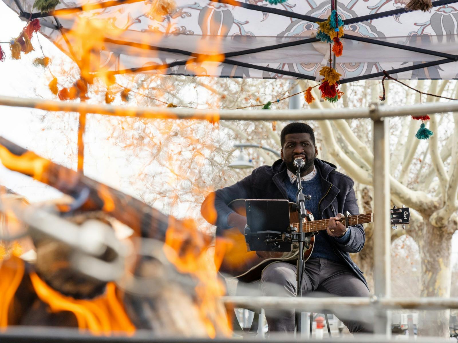 Musician and Fire Pit