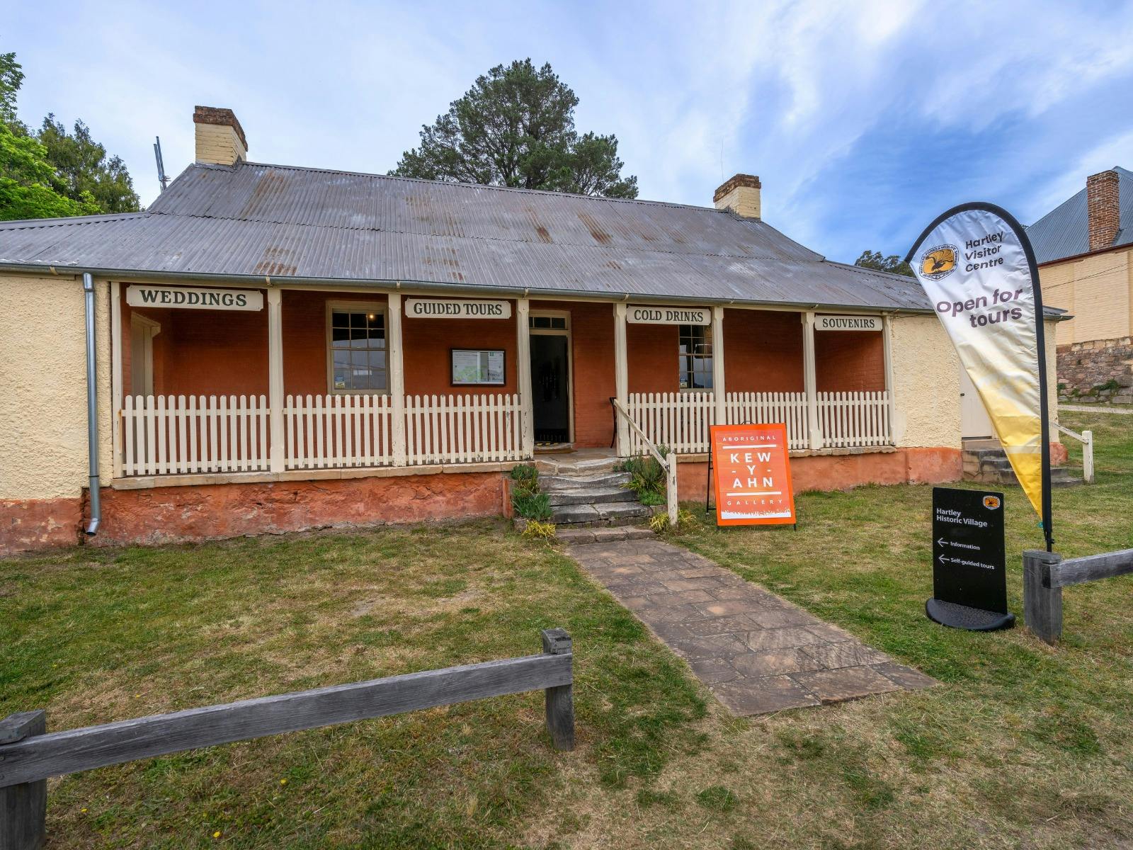 Historic building with gallery sign outside