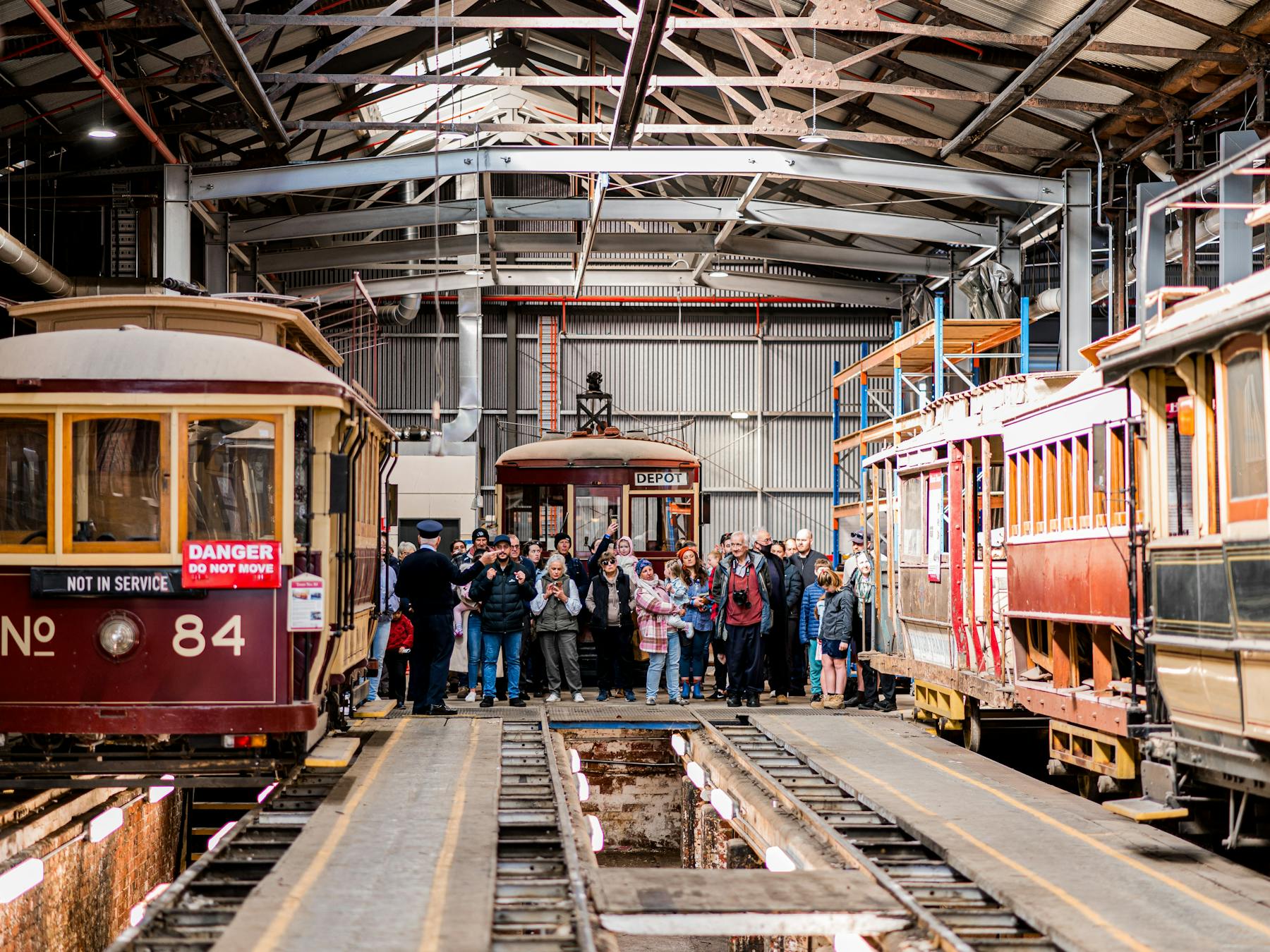 Guests visiting the Bendigo Tramways Depot