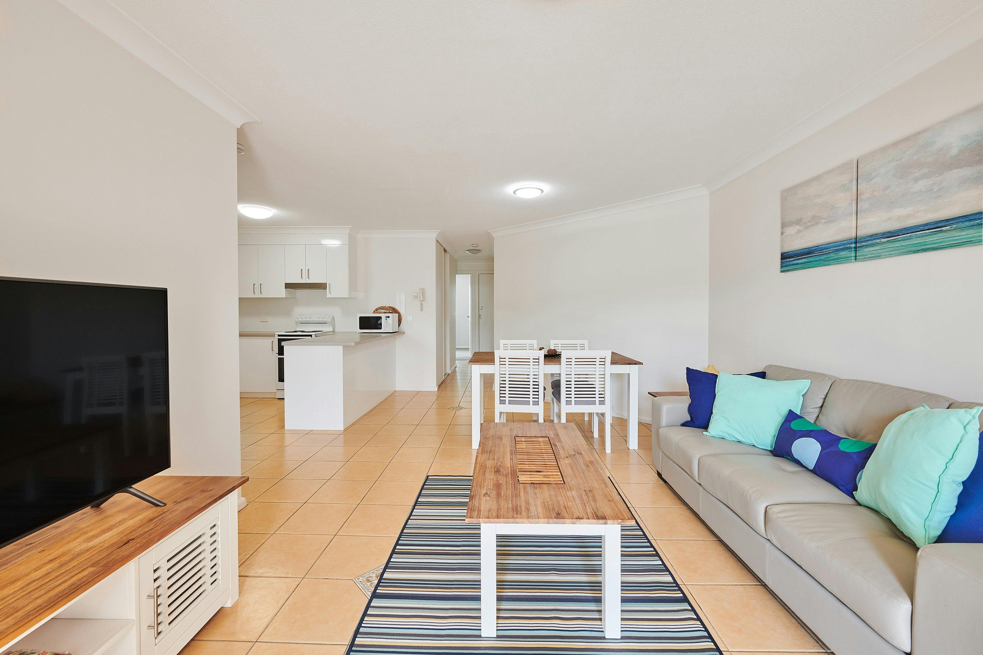 An example of the apartment living space decor at Diamond Beach Resort