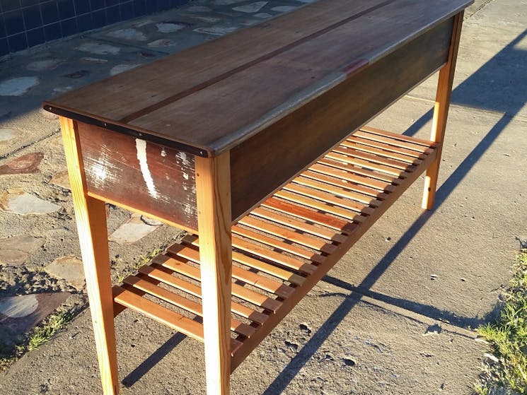 Table made from recycled timber