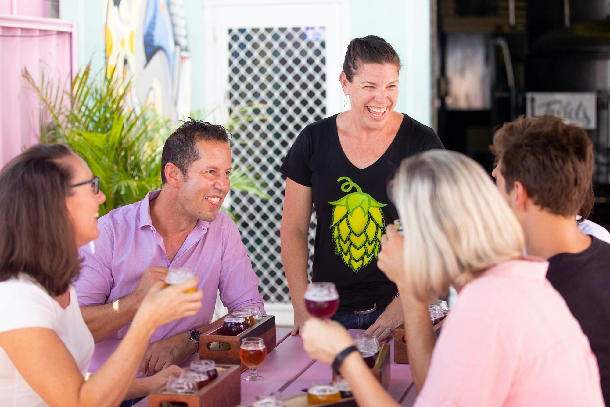 Discussing how to appreciate beer and all the different flavours at Lost Palms