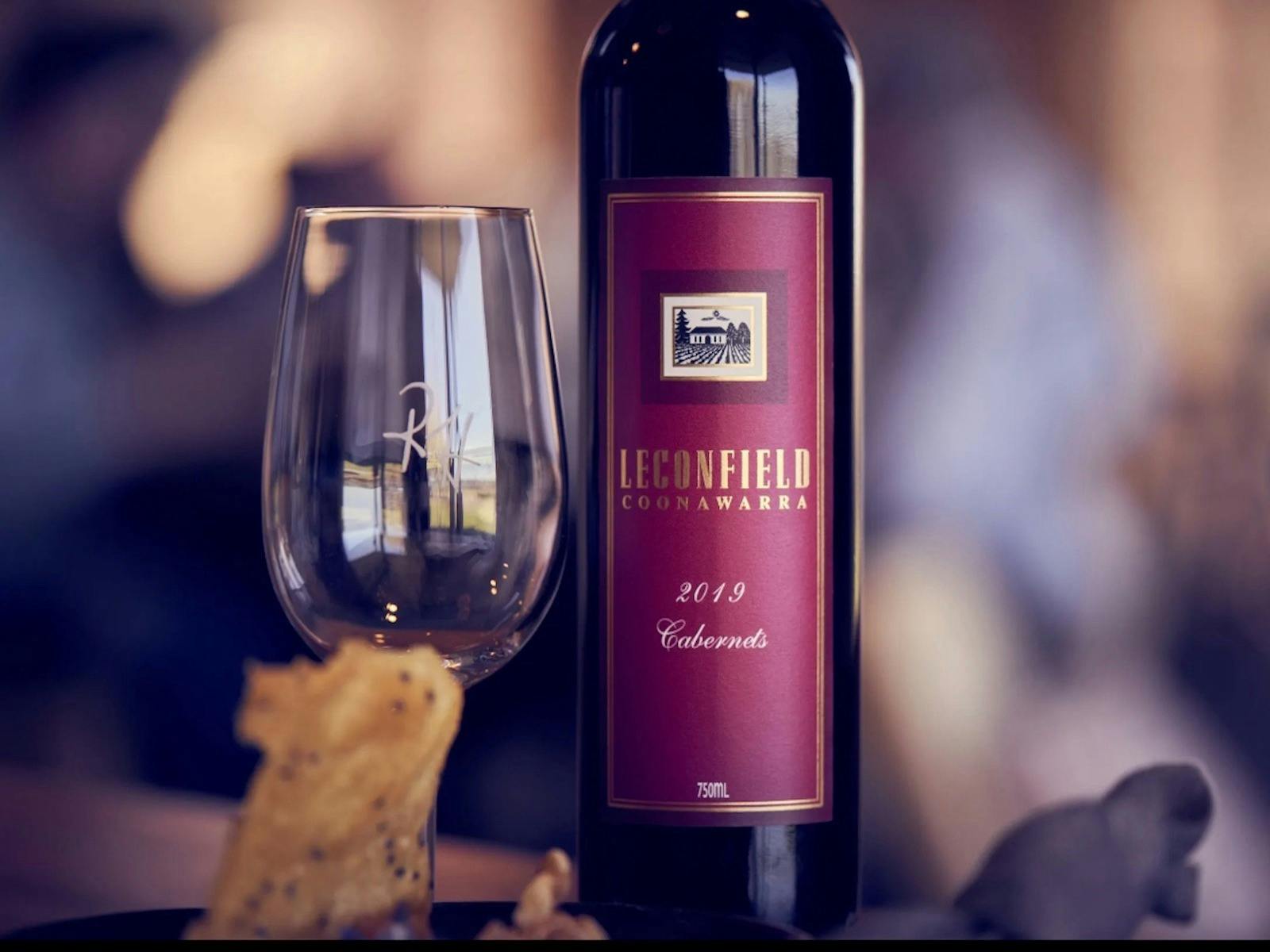 Bottle and Glass of Leconfield Cab Sav wine