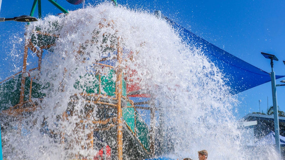 Children playing in the water park