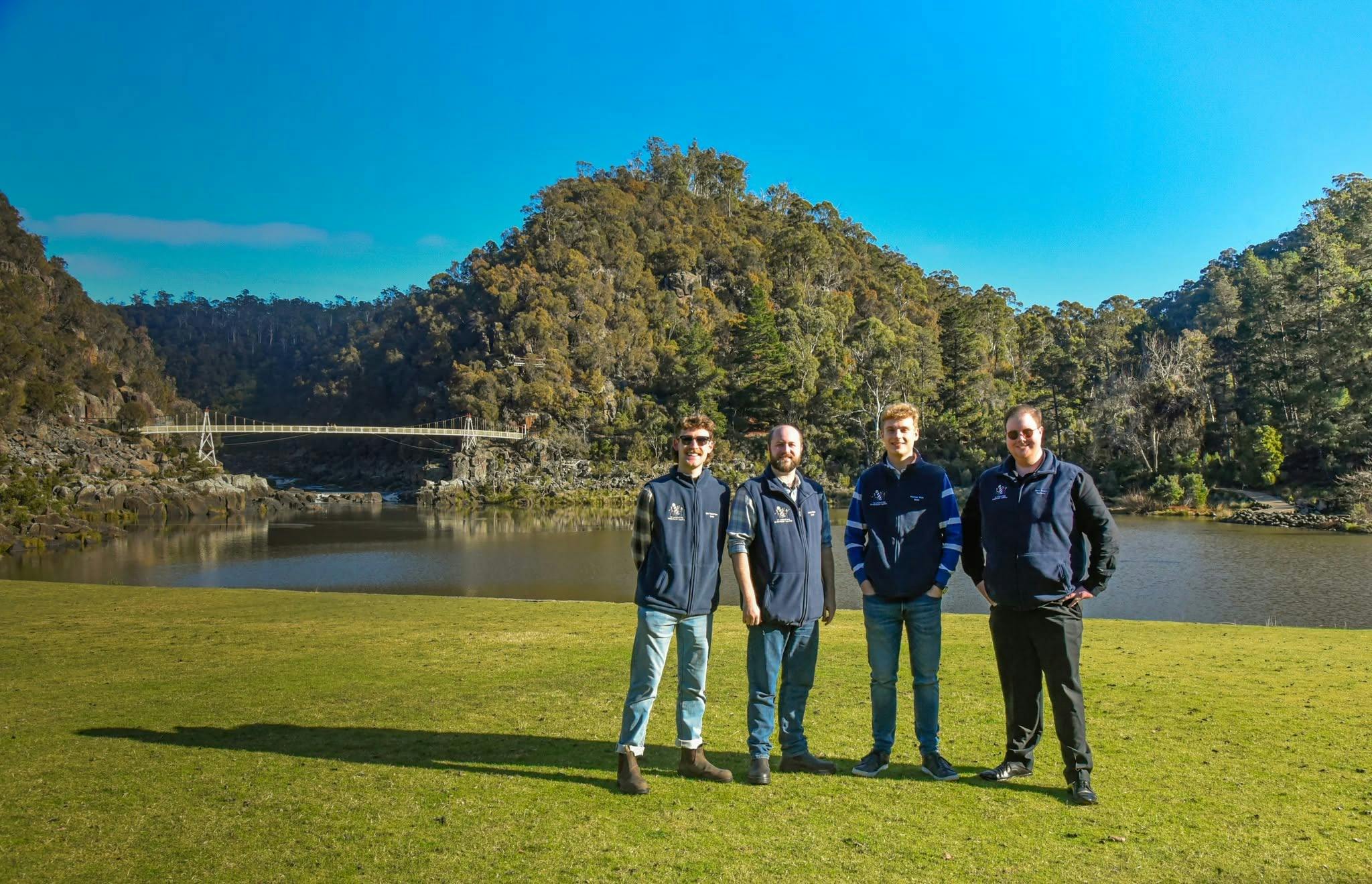The Shoplifters posing at Launceston's Cataract Gorge