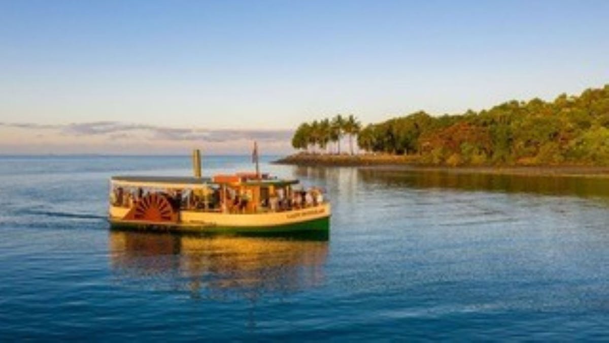 Lady Douglas River Cruise cruising past Rex Smeal Park in Port Douglas, Tropical North Queensland