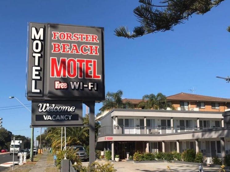 Sign outside motel