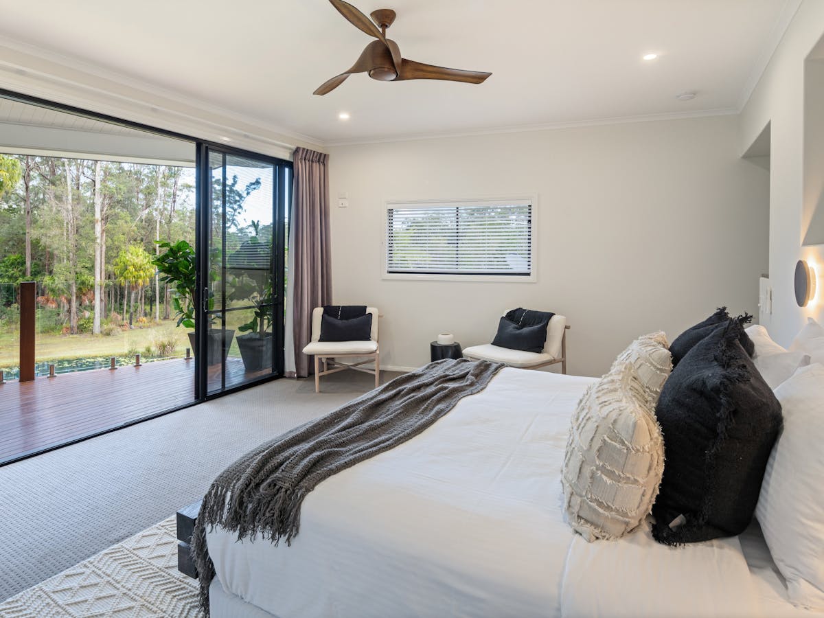 The master suite offers total privacy with its own balcony, seating area and spacious ensuite.