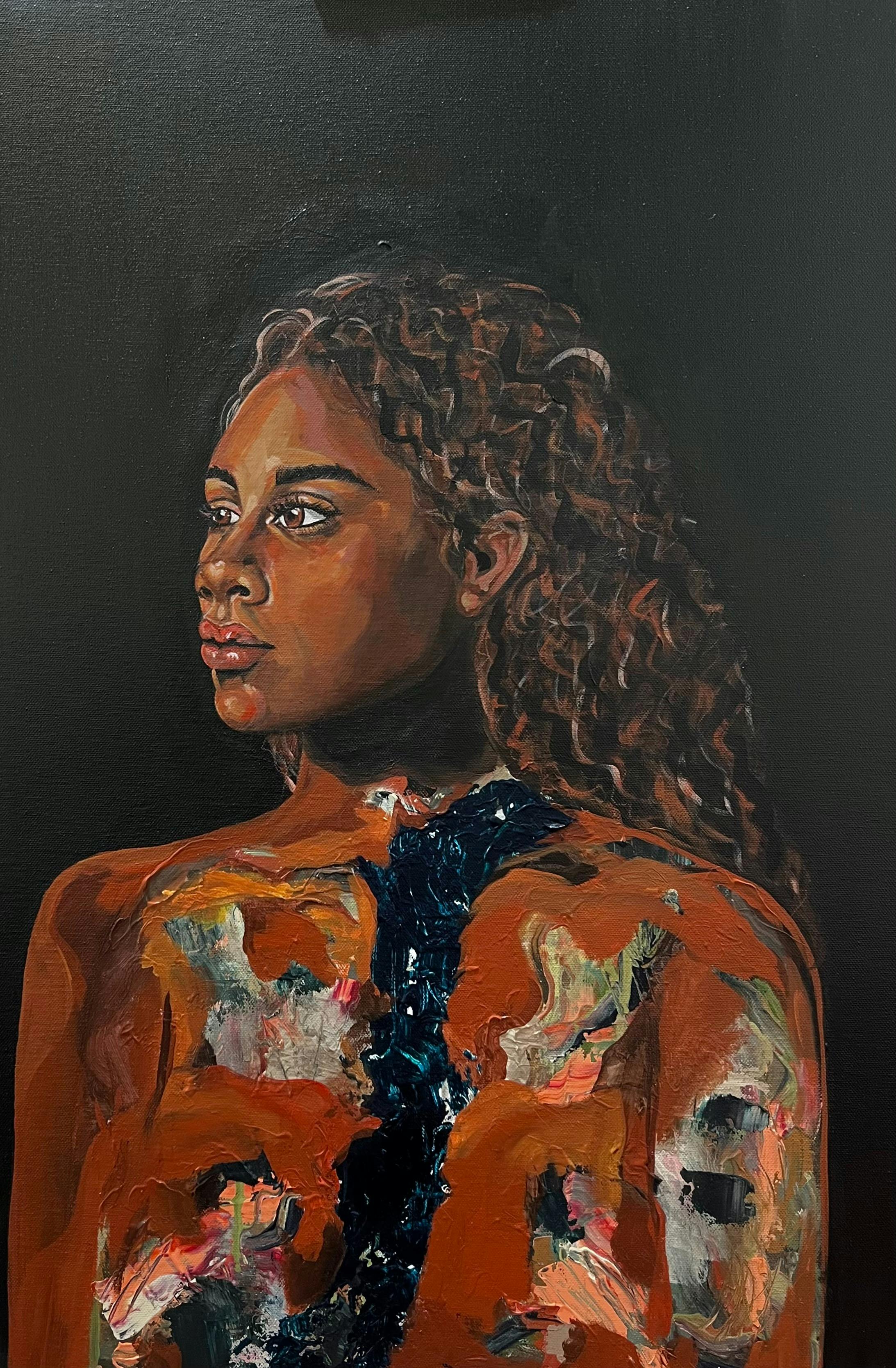 A painting of a portrait of a woman