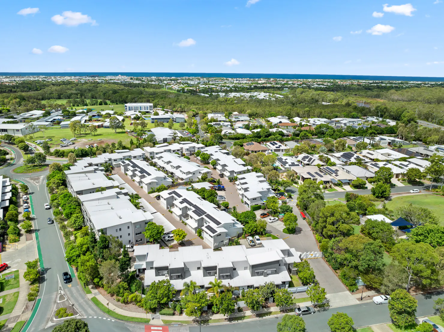 Breeze On Brightwater aerial with the Sea in the background