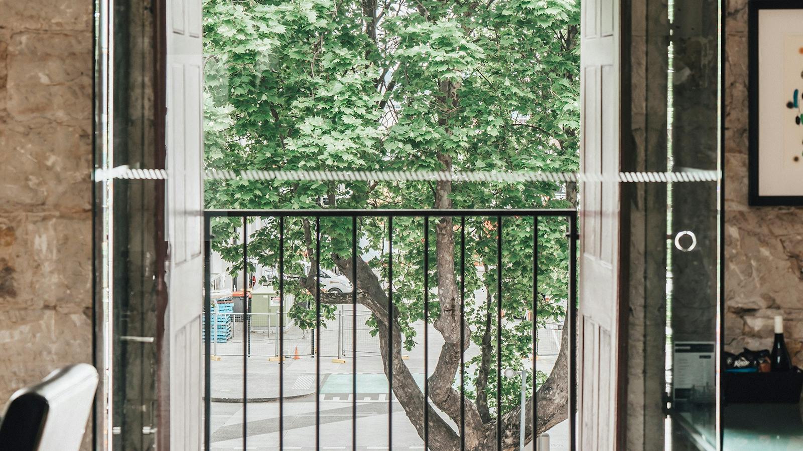 Views of Salamanca Placeout of original upstairs warehouse doors.