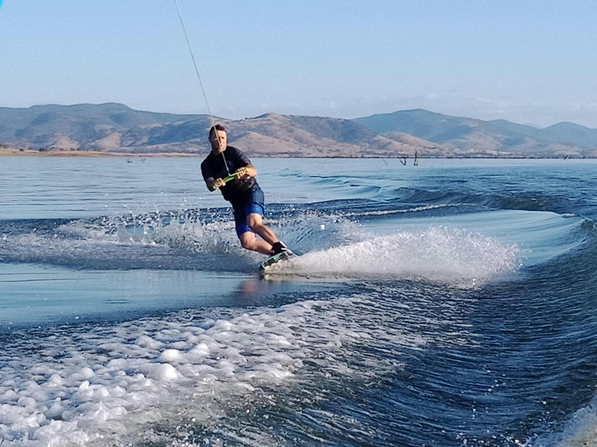 Wake boarding on Lake Hume