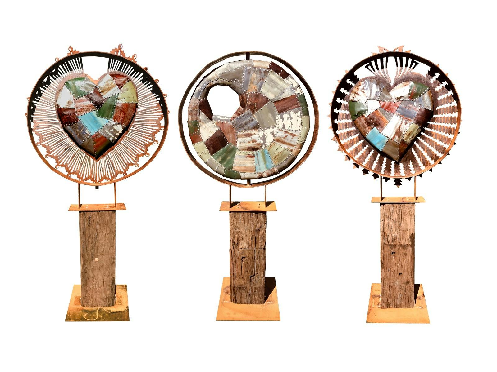 3 Heart Sleeper sculptures