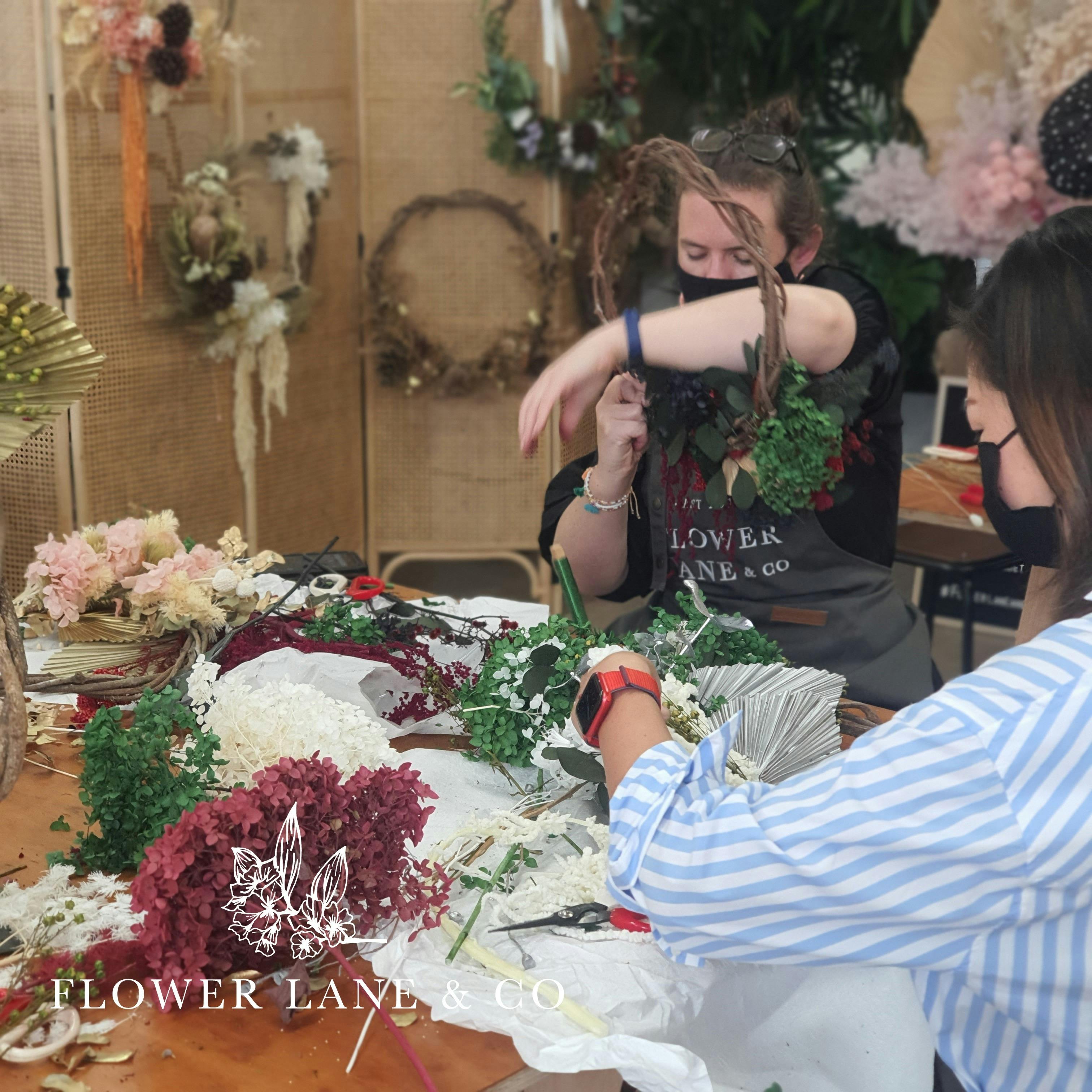 Everlasting Christmas Wreath Workshop with dried & preserved Flower