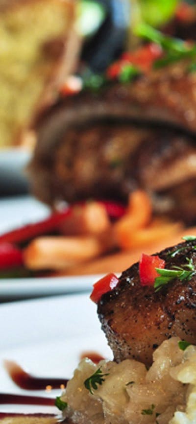 Meals lined up on white plate