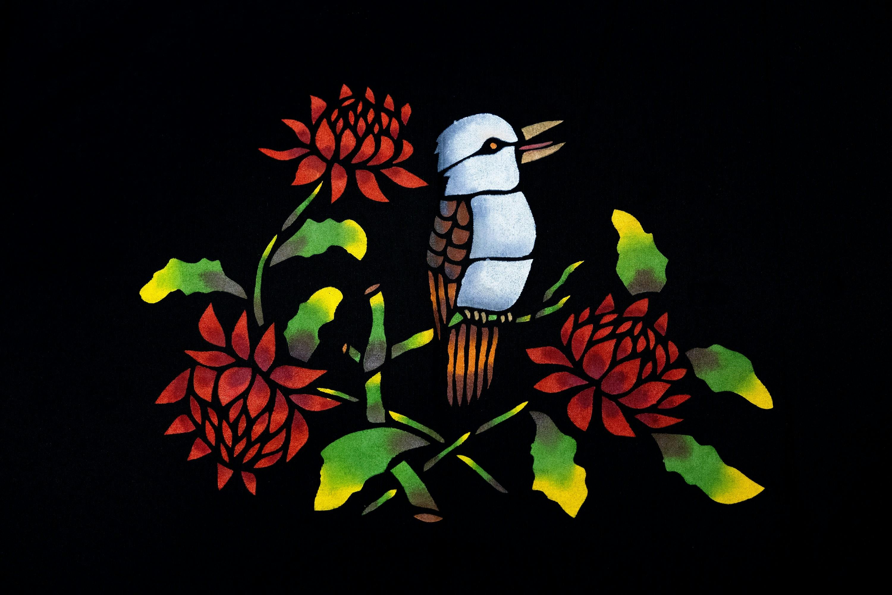 Kookaburra and waratah stencil