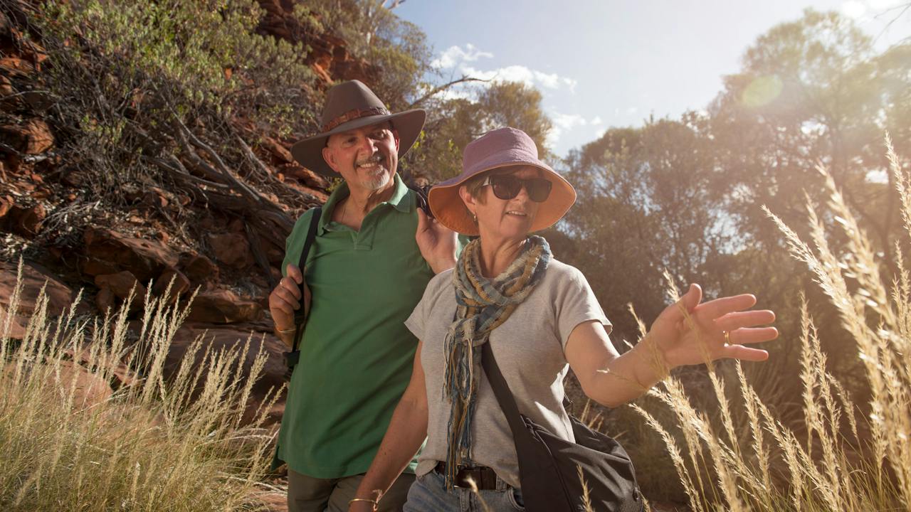 Visitors explore Kings Canyon on the Kings Creek walk.