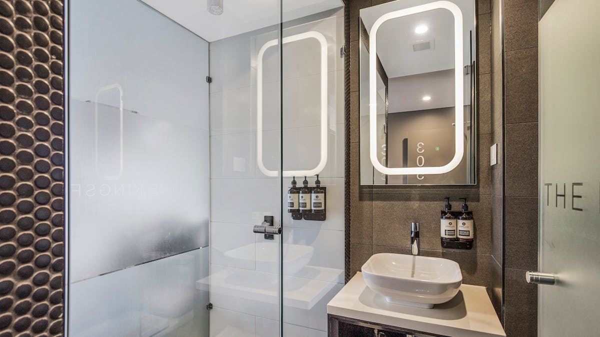 LED lights Mirror and modern bathroom appliances