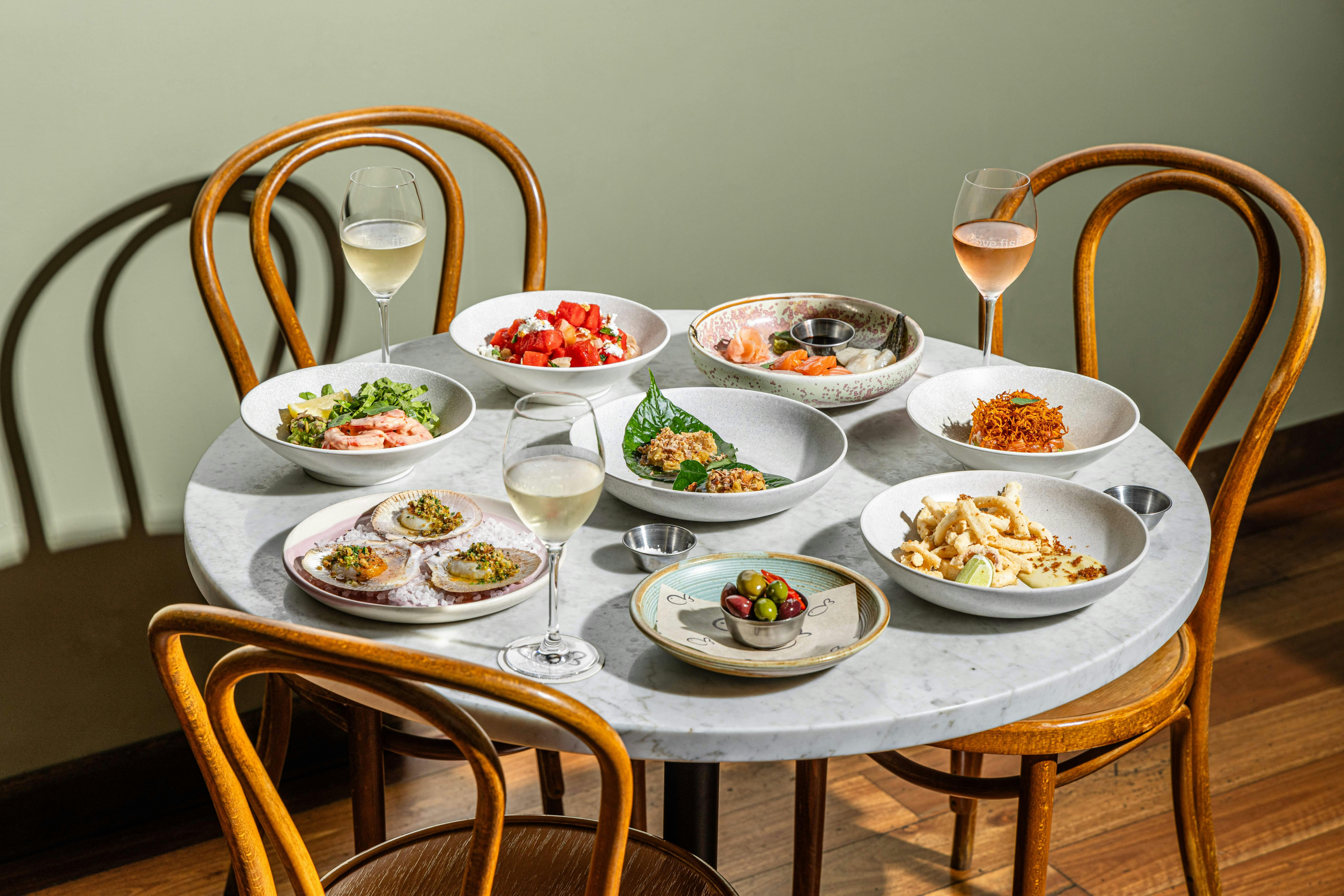 Selection of Australian seafod dishes