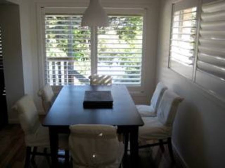 Dining Table, Plantation Shutters