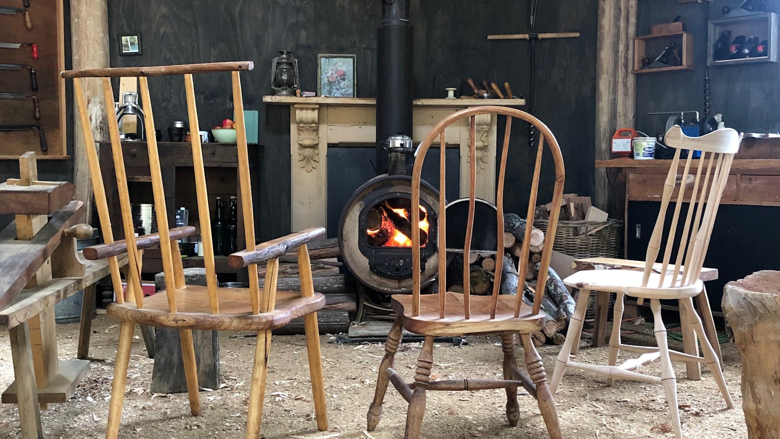 chairs by the fire at wisdom through wood