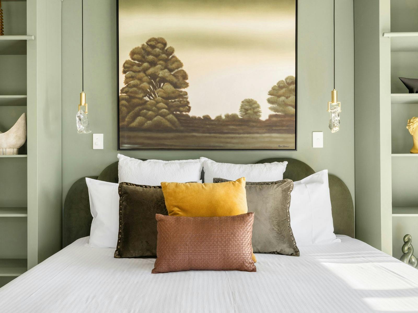 The Lake House downstairs bedroom overlooking the parkland and outdoor area