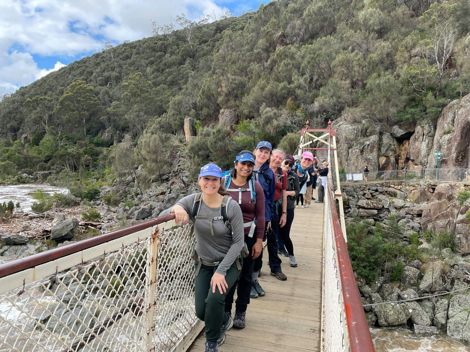 Walkers on a bridge in Launceston