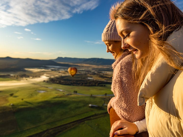 people on a hot air balloon