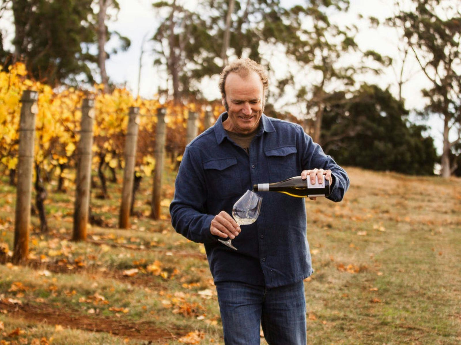 Winemaker Peter Caldwell in the vineyards