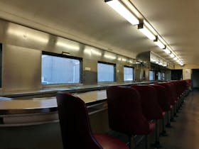 Ultra-modern in its day: the stainless steel interior of 1939 buffet car 'Mitta Mitta'.
