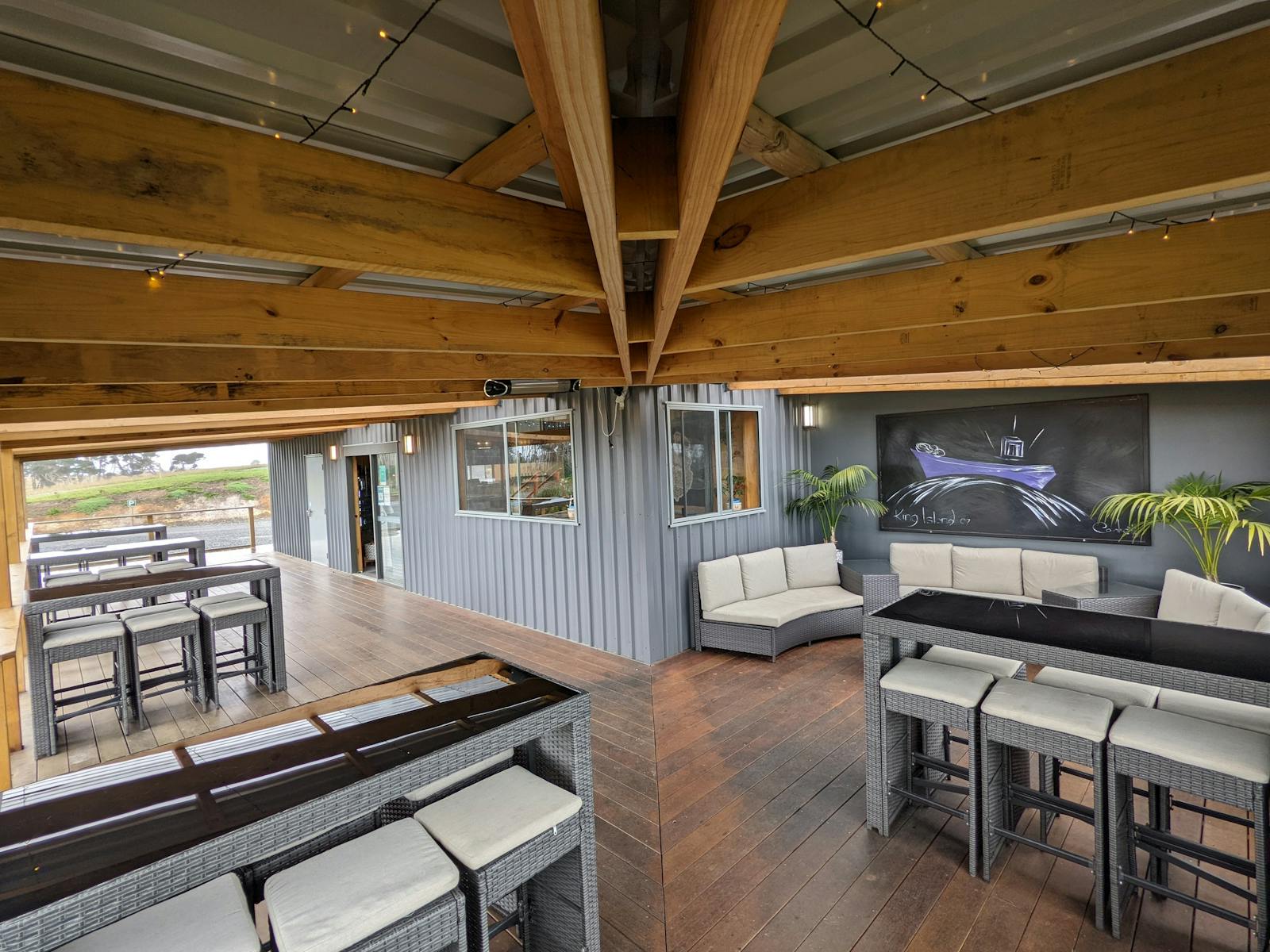 Deck seating area at King Island Brewhouse