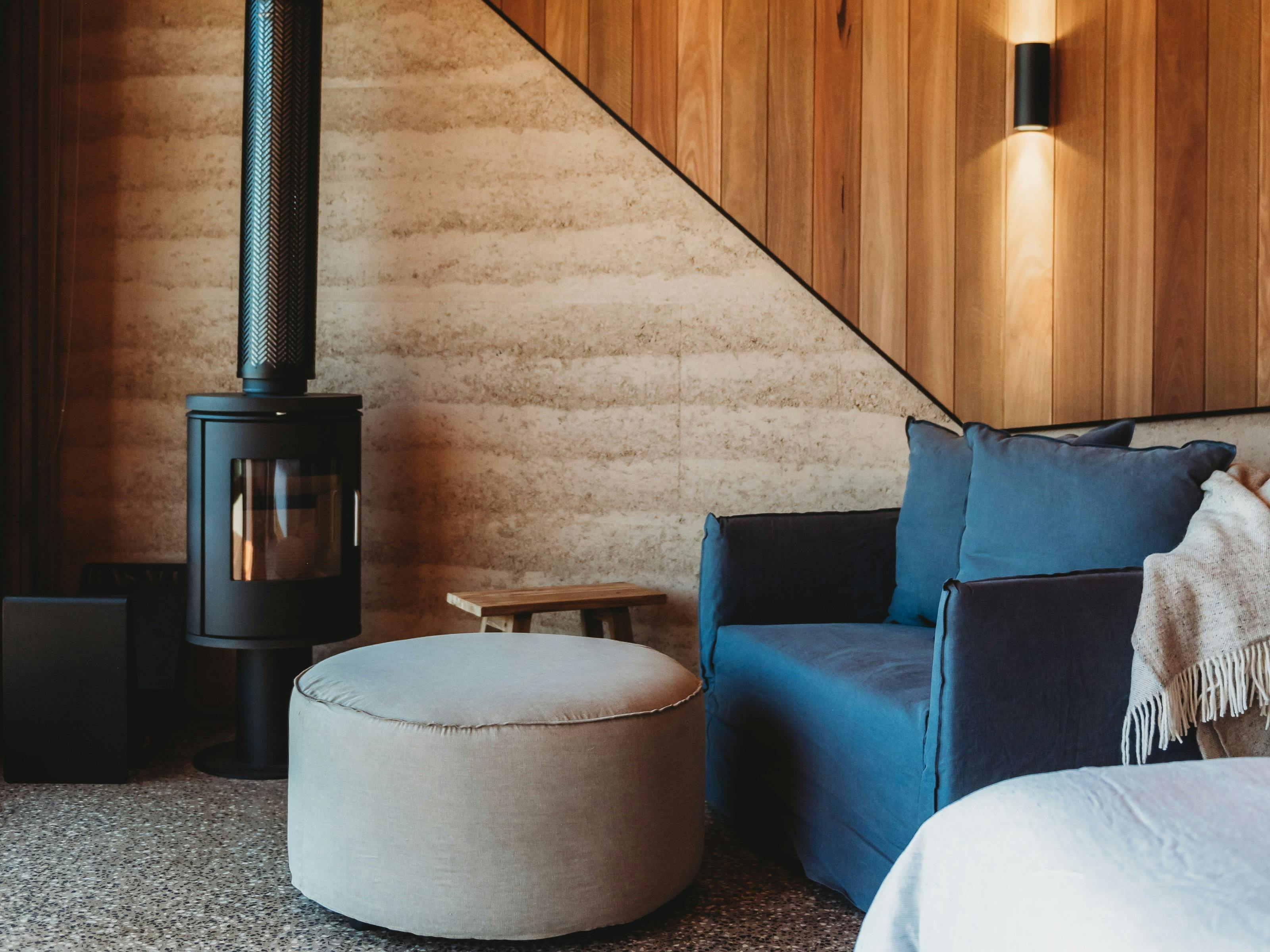 Basalt's cosy corner with fireplace