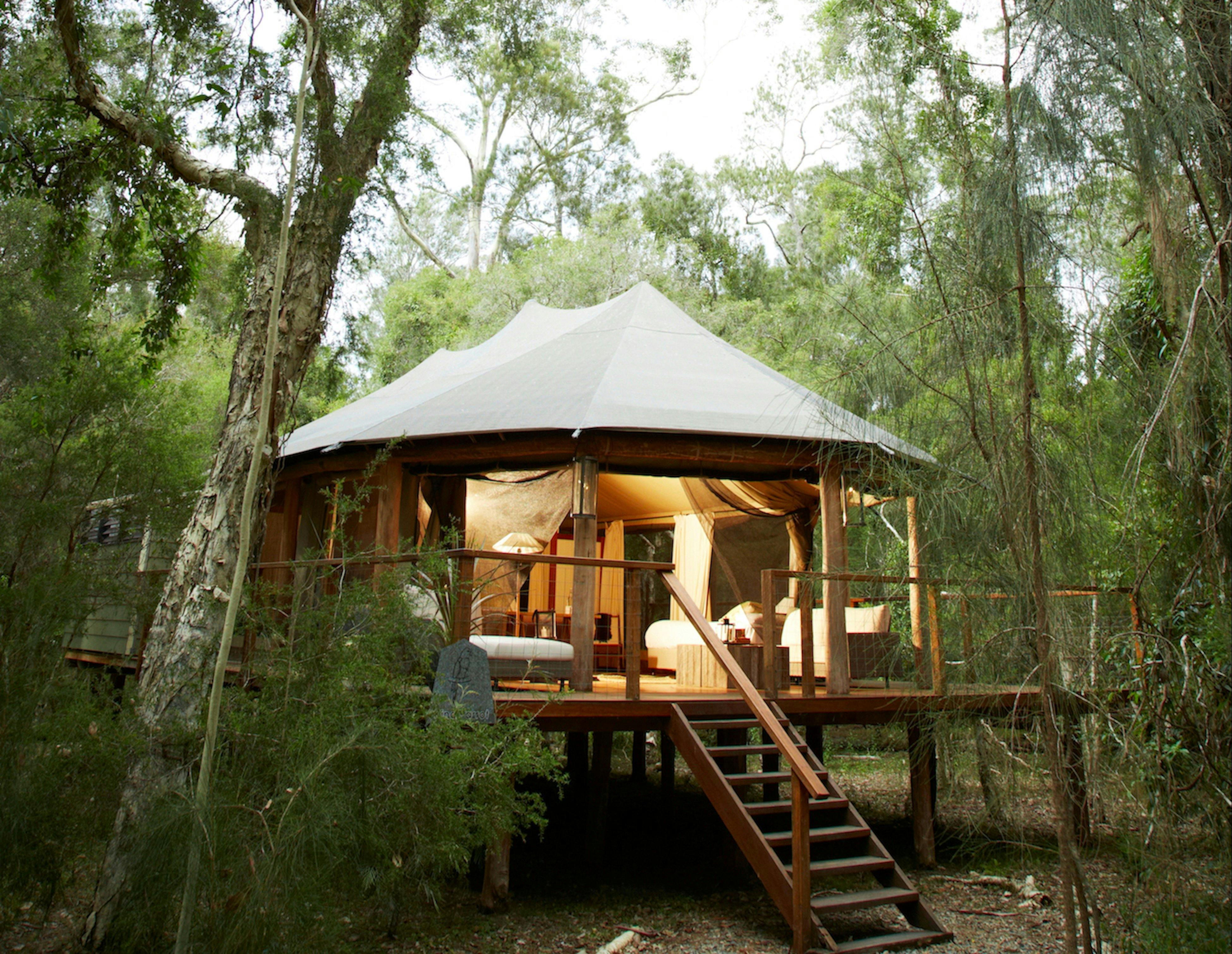 Luxury  safari tent amongst the gumtrees and paperbarks